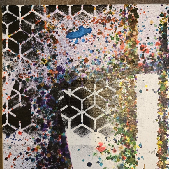 HANDCRAFTED Abstract Painting HANDPAINTED Wall Art Decor Cubism Black White - Picture 9 of 17